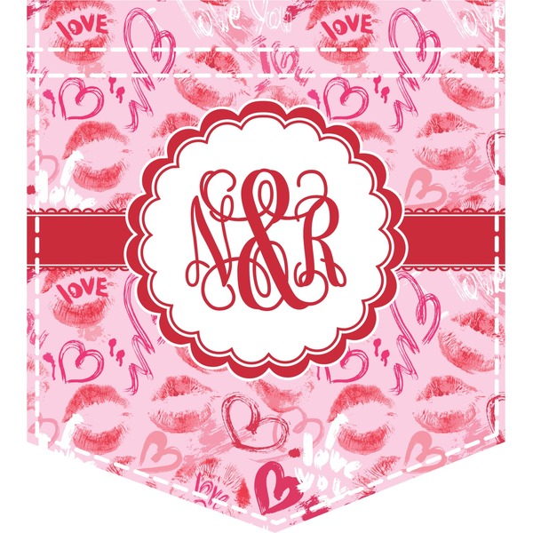 Custom Lips n Hearts Iron On Faux Pocket (Personalized)