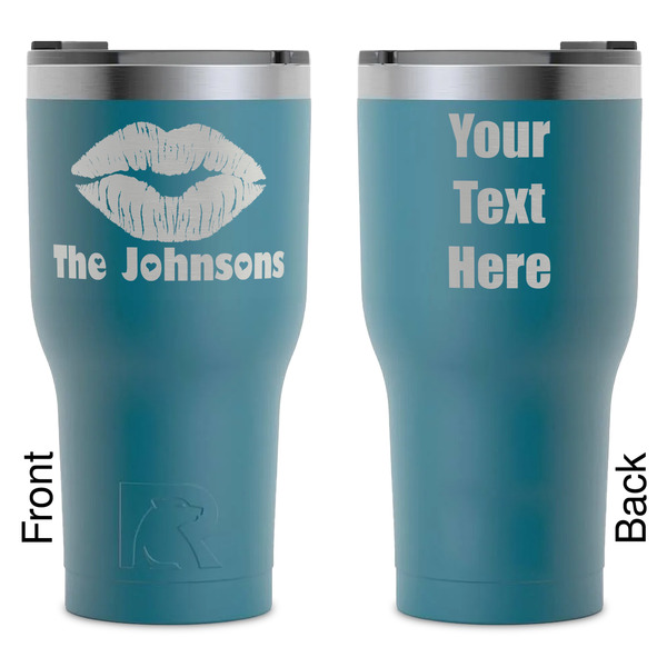 Custom Lips n Hearts RTIC Tumbler - Dark Teal - Laser Engraved - Double-Sided (Personalized)