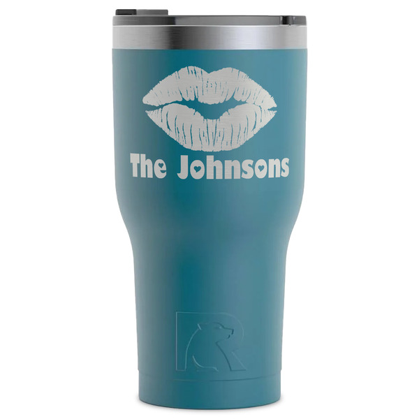 Custom Lips n Hearts RTIC Tumbler - Dark Teal - Laser Engraved - Single-Sided (Personalized)