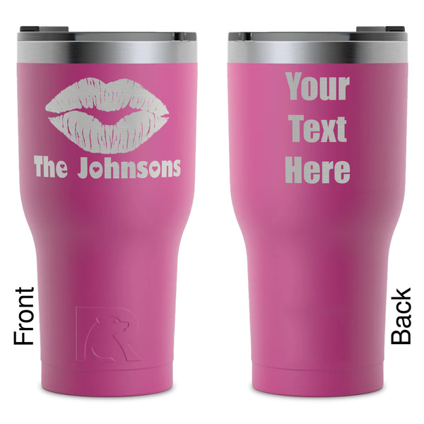 Custom Lips n Hearts RTIC Tumbler - Magenta - Laser Engraved - Double-Sided (Personalized)
