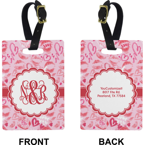 Lips n Hearts Rectangle Luggage Tag (Front + Back)