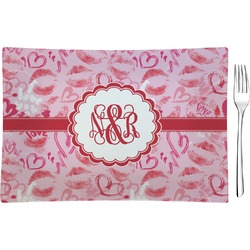 Lips n Hearts Rectangular Glass Appetizer / Dessert Plate - Single or Set (Personalized)