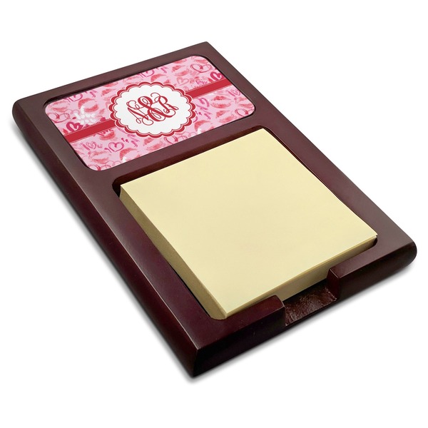 Custom Lips n Hearts Red Mahogany Sticky Note Holder (Personalized)