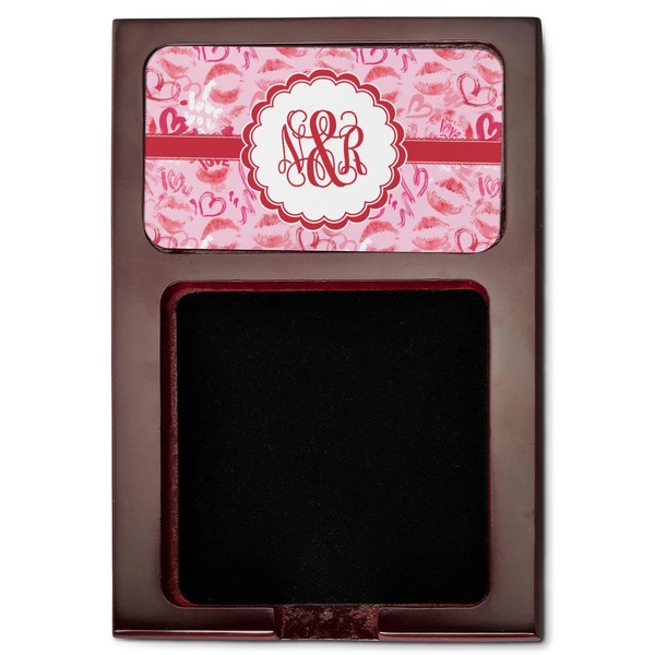 Lips n Hearts Red Mahogany Sticky Note Holder - Flat