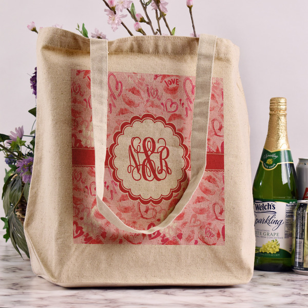 Lips n Hearts Reusable Cotton Grocery Bag - In Context