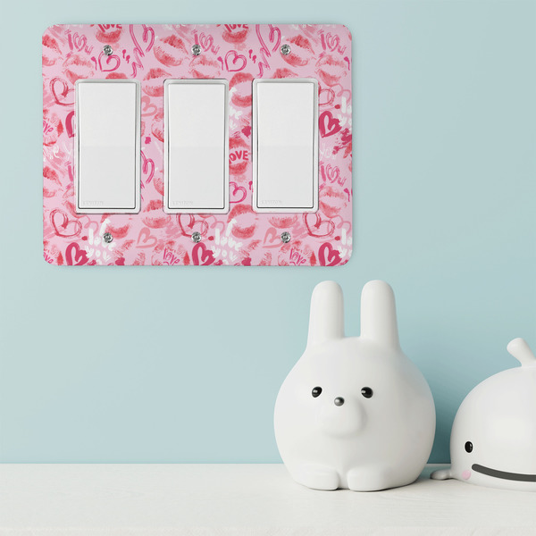 Lips n Hearts Rocker Light Switch Covers - Triple - IN CONTEXT