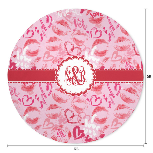 Lips n Hearts Round Area Rug - Size