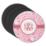 Lips n Hearts Round Rubber Backed Coasters - Set of 4 (Personalized)