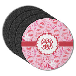 Lips n Hearts Round Rubber Backed Coasters - Set of 4 (Personalized)