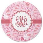 Lips n Hearts Round Rubber Backed Coaster (Personalized)