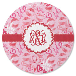 Lips n Hearts Round Rubber Backed Coaster (Personalized)