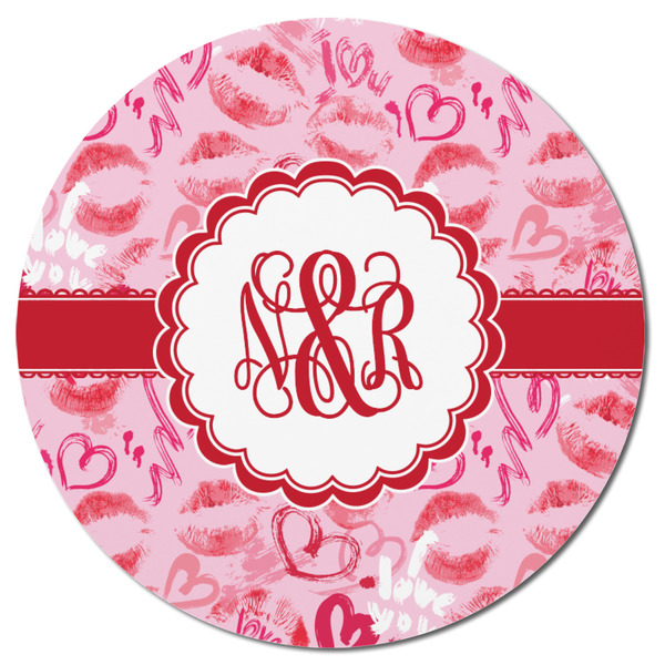 Lips n Hearts Round Fridge Magnet - FRONT
