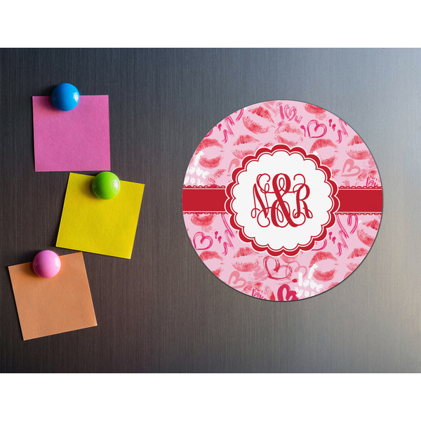 Lips n Hearts Round Fridge Magnet - LIFESTYLE