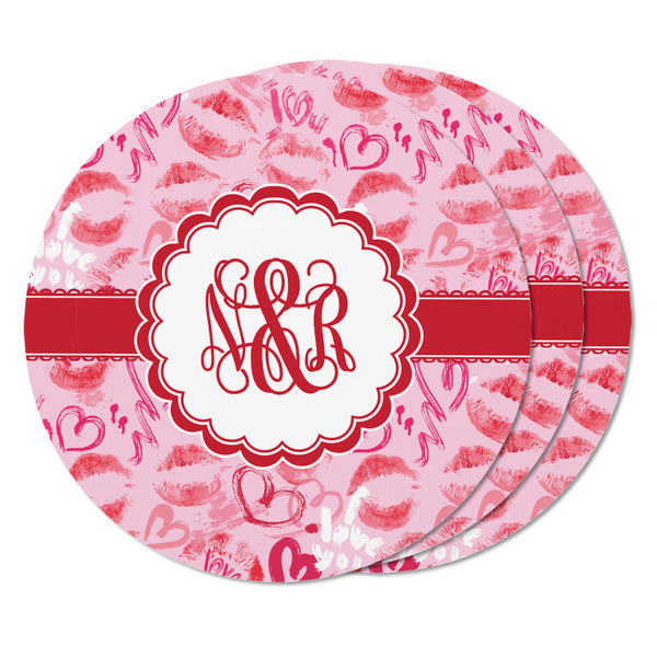 Lips n Hearts Round Fridge Magnet - THREE