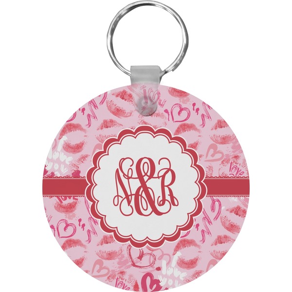 Custom Lips n Hearts Round Plastic Keychain (Personalized)