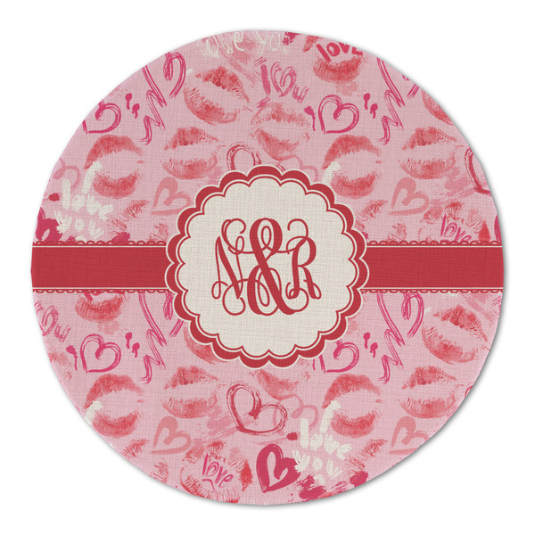 Lips n Hearts Round Linen Placemats - FRONT (Double Sided)