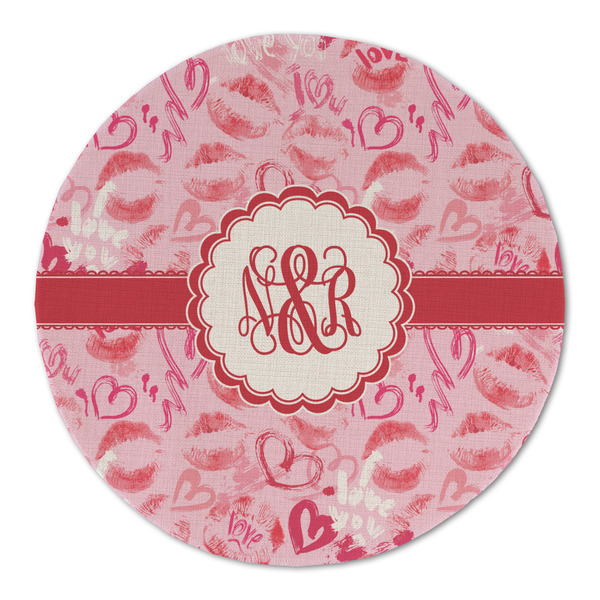 Custom Lips n Hearts Round Linen Placemat (Personalized)