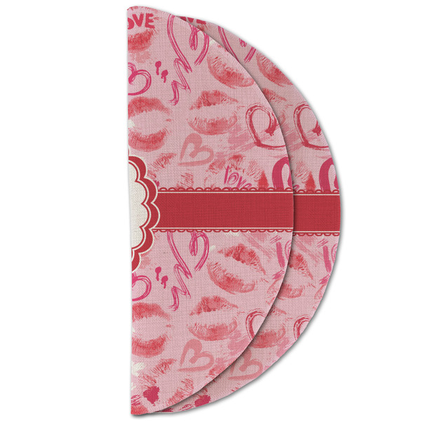 Lips n Hearts Round Linen Placemats - HALF FOLDED (double sided)