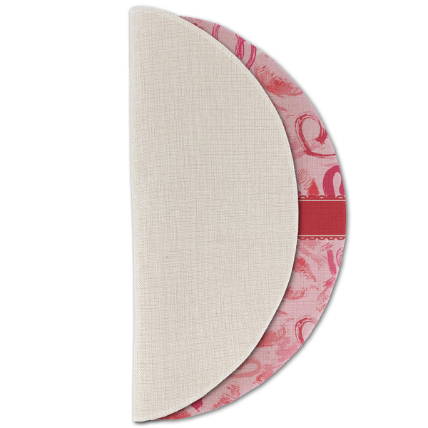 Lips n Hearts Round Linen Placemats - HALF FOLDED (single sided)