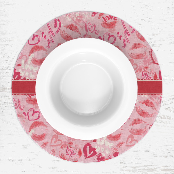 Lips n Hearts Round Linen Placemats - LIFESTYLE (single)