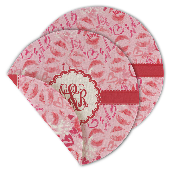 Lips n Hearts Round Linen Placemats - MAIN (Double-Sided)