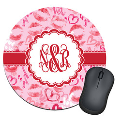 Lips n Hearts Round Mouse Pad (Personalized)