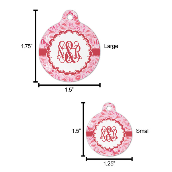 Lips n Hearts Round Pet ID Tag - Large - Comparison Scale