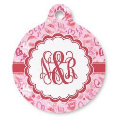 Lips n Hearts Round Pet ID Tag - Large (Personalized)