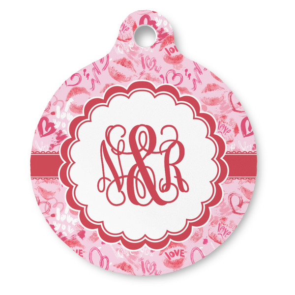 Custom Lips n Hearts Round Pet ID Tag (Personalized)