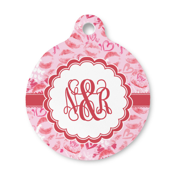 Custom Lips n Hearts Round Pet ID Tag - Small (Personalized)