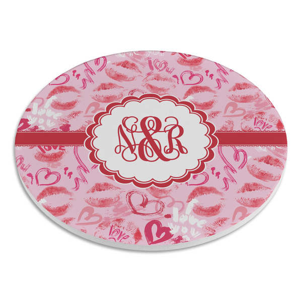 Lips n Hearts Round Stone Trivet - Angle View