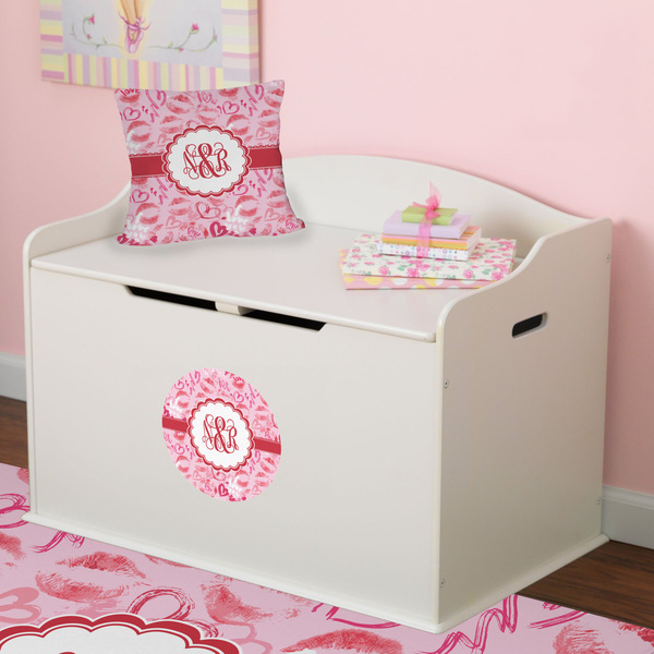 Lips n Hearts Round Wall Decal on Toy Chest