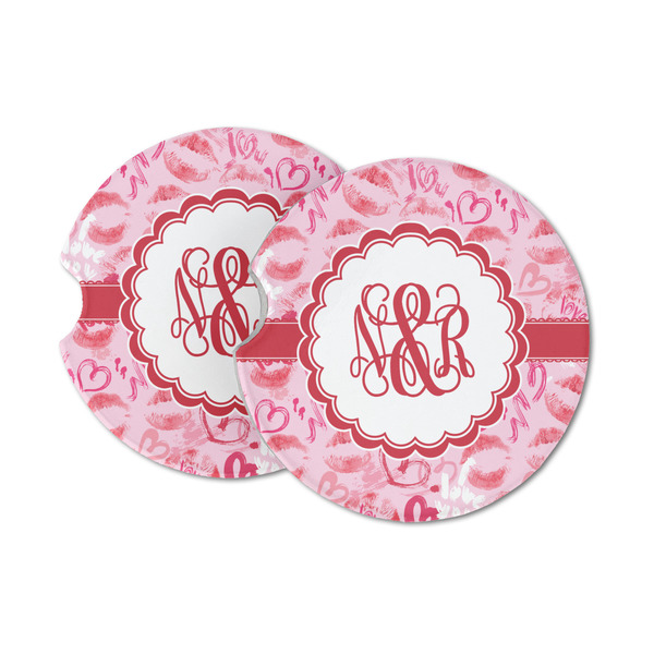 Custom Lips n Hearts Sandstone Car Coasters (Personalized)