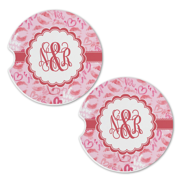 Lips n Hearts Sandstone Car Coasters - Set of 2