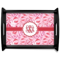Lips n Hearts Black Wooden Tray - Large (Personalized)