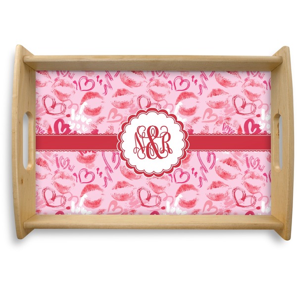 Custom Lips n Hearts Natural Wooden Tray - Small (Personalized)