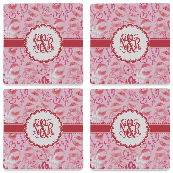 Lips n Hearts Set of 4 Sandstone Coasters - See All 4 View