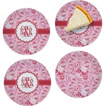 Lips n Hearts Set of 4 Glass Appetizer / Dessert Plate 8" (Personalized)