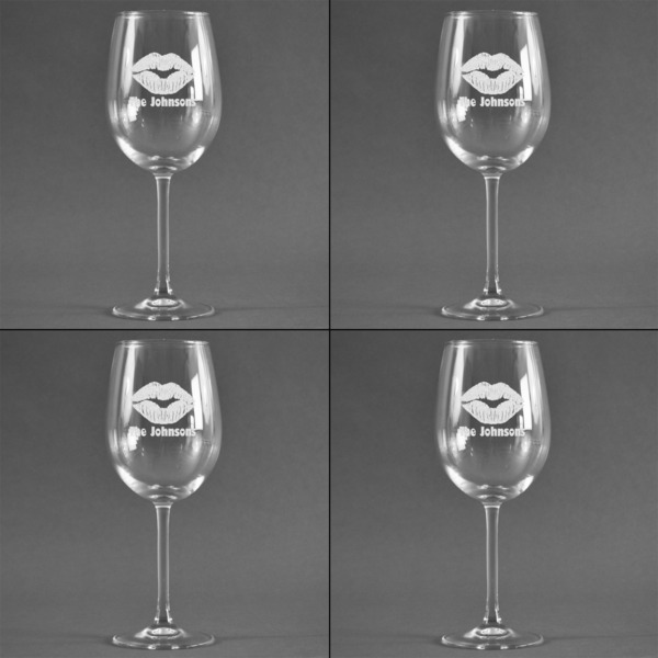 Lips n Hearts Set of Four Personalized Wineglasses (Approval)