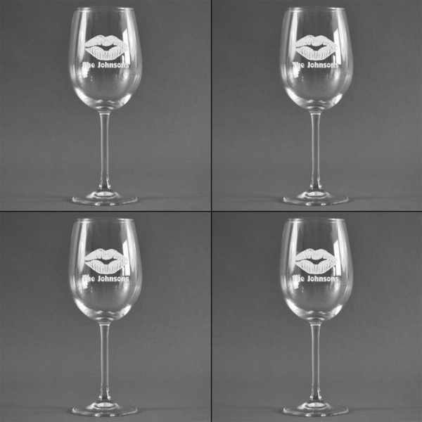 Lips n Hearts Set of Four Personalized Wineglasses (Approval)