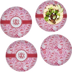Lips n Hearts Set of 4 Glass Lunch / Dinner Plate 10" (Personalized)