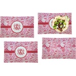 Lips n Hearts Set of 4 Glass Rectangular Lunch / Dinner Plate (Personalized)