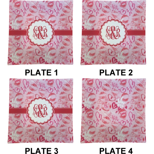 Lips n Hearts Set of Square Dinner Plates (Approval)