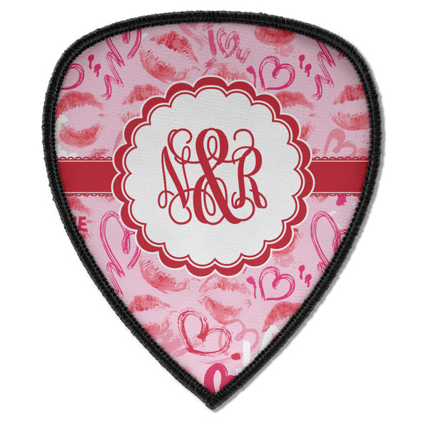 Custom Lips n Hearts Iron on Shield Patch A w/ Couple's Names
