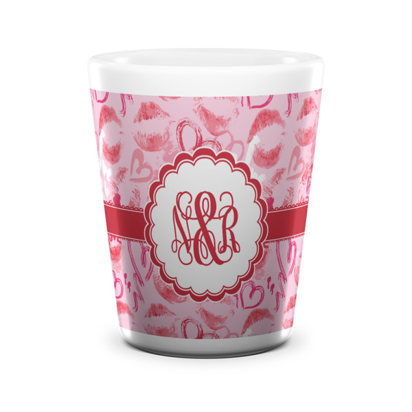 Lips n Hearts Shot Glass - White - FRONT