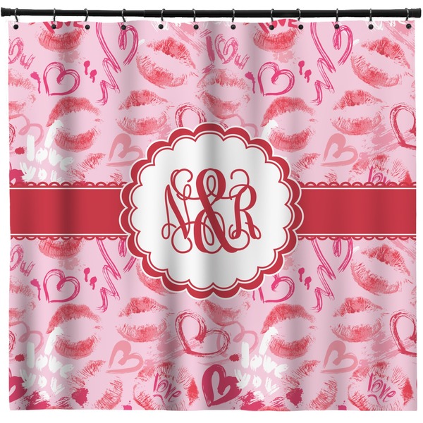 Custom Lips n Hearts Shower Curtain - 71" x 74" (Personalized)