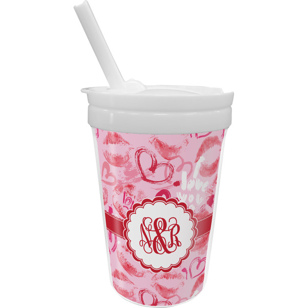 Custom Lips n Hearts Sippy Cup with Straw (Personalized)