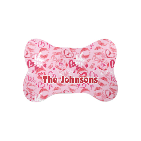 Custom Lips n Hearts Bone Shaped Dog Food Mat (Small) (Personalized)
