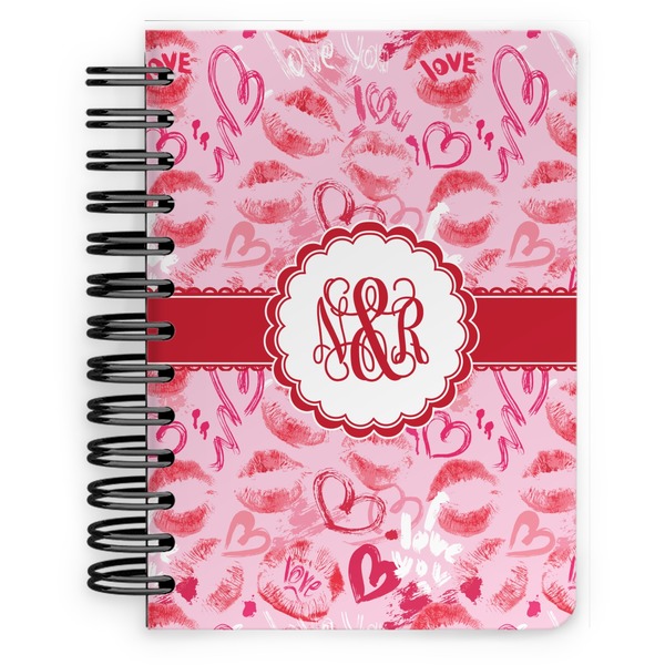 Custom Lips n Hearts Spiral Notebook - 5x7 w/ Couple's Names