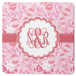 Lips n Hearts Square Rubber Backed Coaster (Personalized)